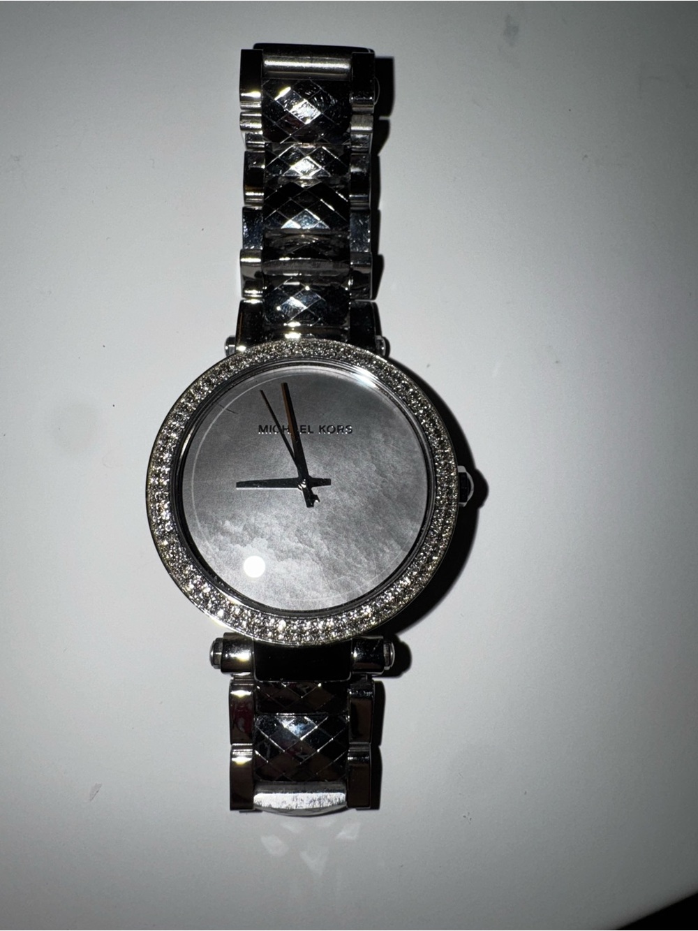 Michael Kors Silver Crystal Bezel Stainless Bracelet Watch